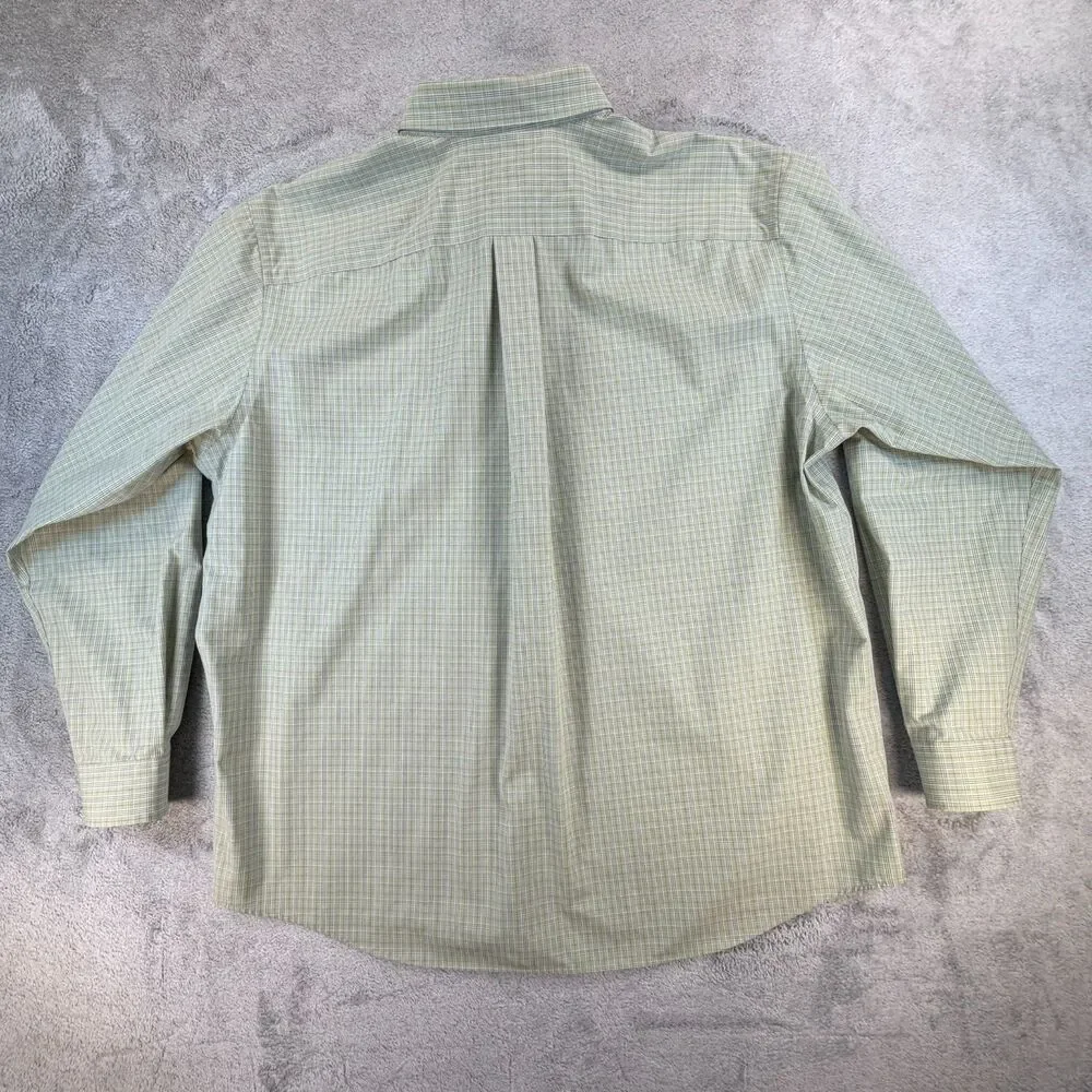 Eddie Bauer Button Down Shirt Men XL Wrinkle Resistant Green Plaid Cotton